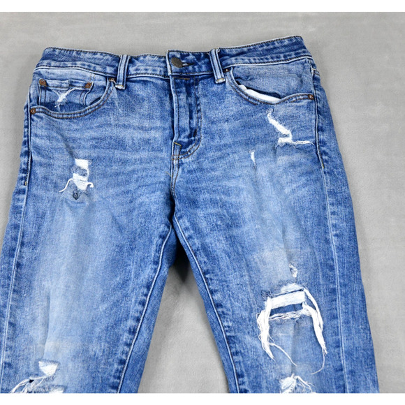 American Eagle Jeans Mens 32X34 (29x33 Meas) Skinny Distressed Denim Blue - Picture 5 of 11
